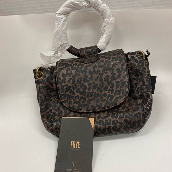 New Frye Maddie Leopard Print O-ring Brown Leather Cross Body Bag - Picture 6 of 12